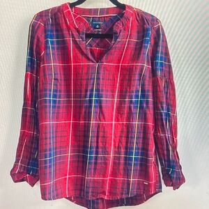 Tommy Hilfiger Red and Blue Plaid Blouse
